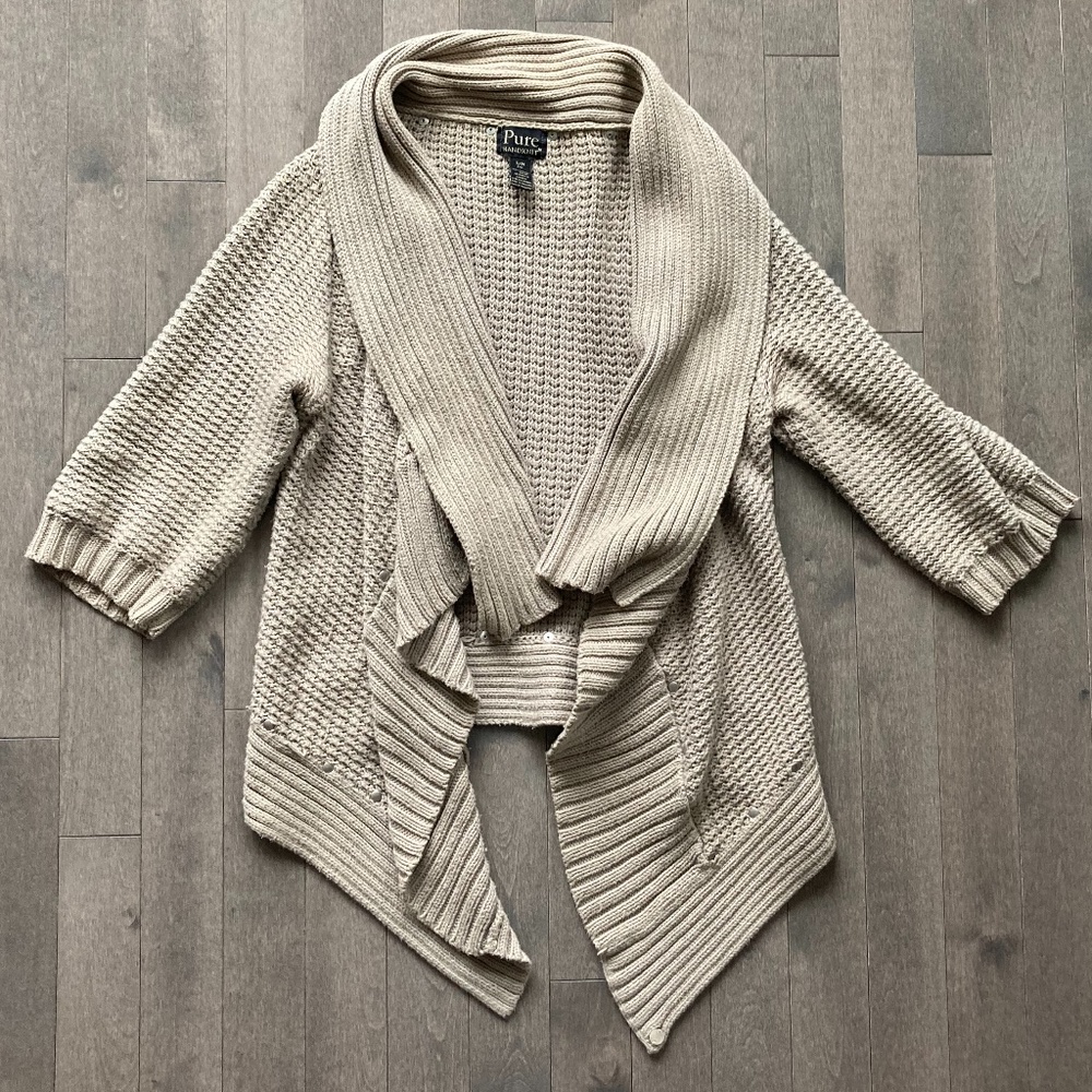 Pure Handknit drape effect cardigan with stud detail